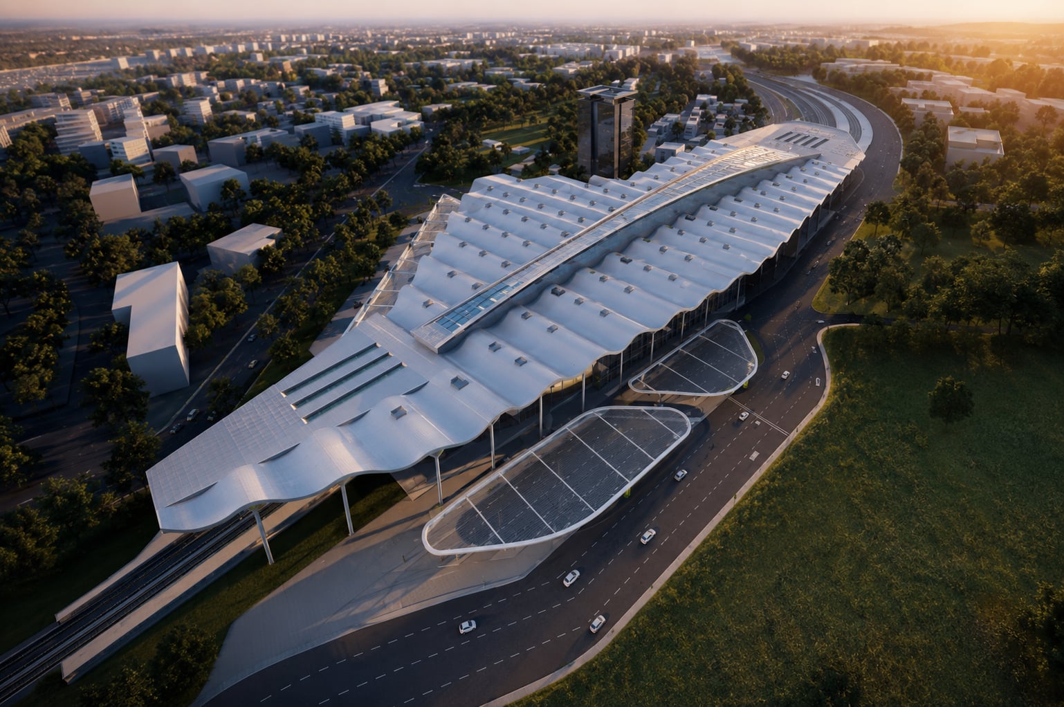 Aerial rendering of the upgraded Bangalore Cantonment Railway Station featuring modern station infrastructure and integrated transport connectivity.