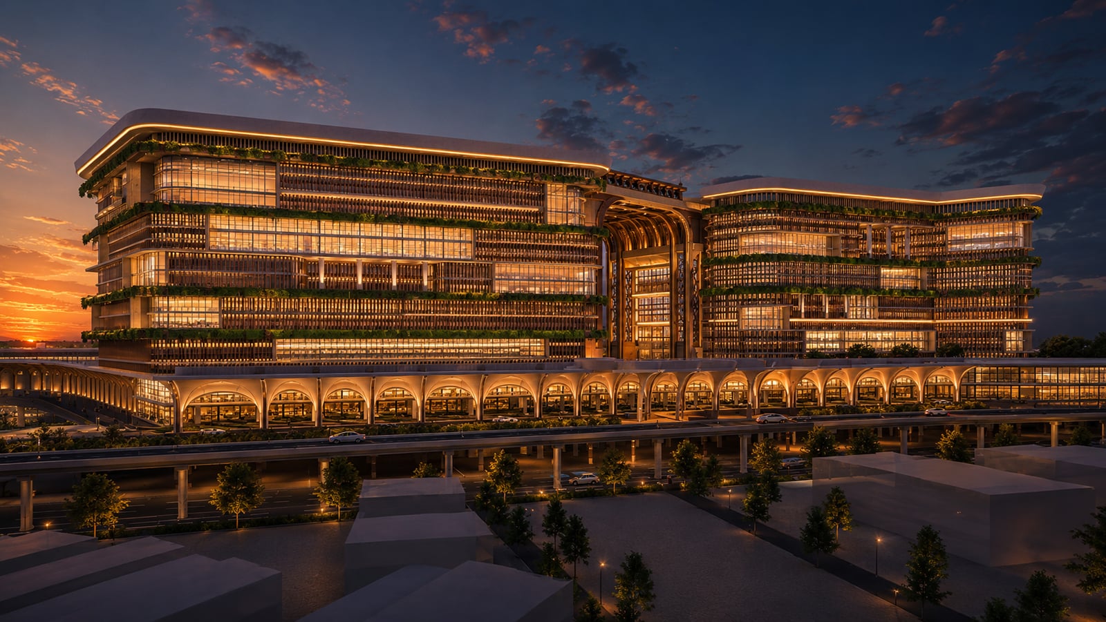 Redevelopment of Ahmedabad Railway Station featuring modern station architecture, multimodal transport integration, and advanced passenger facilities.